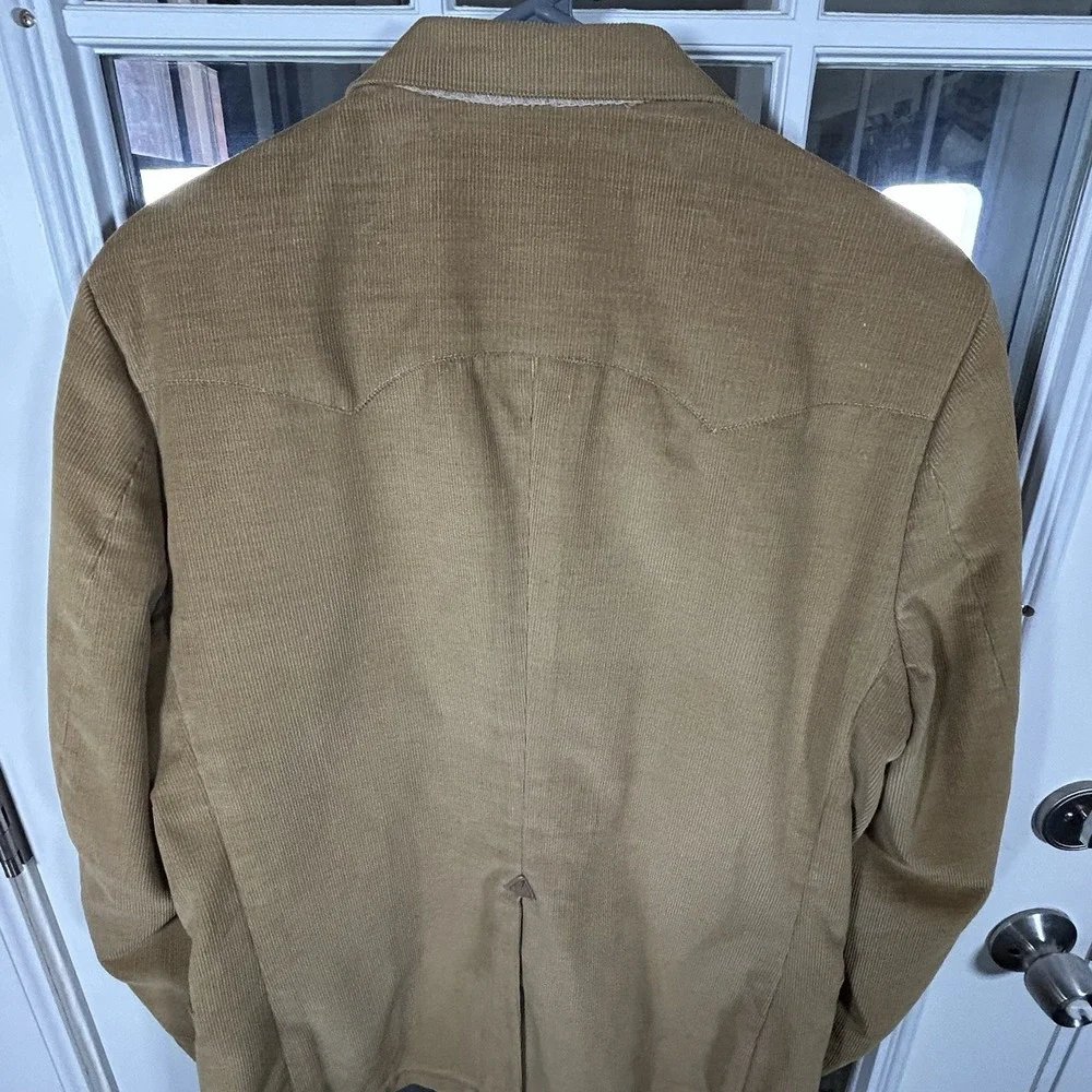 Vintage 70s Farah Colorado High Western Corduroy Blazer Leather‎ Accents Size 42